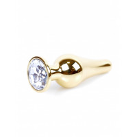 Анальний плаг з каменем Plug-Jewellery Gold BUTT PLUG- Clear