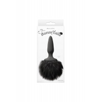 Анальна пробка з м'яким пухнастим хвостом кролика BUNNY TAILS MINI BLACK BLACK FUR