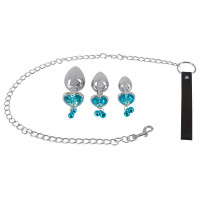 Анальні пробки з повідцем You2Toys Butt Plug Set, сріблясті