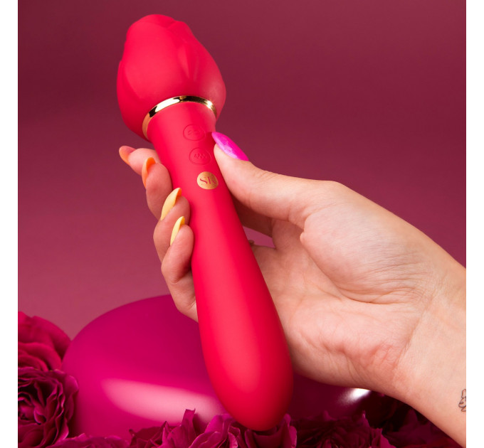 Двойной клиторальный вибратор в виде розы Secret Kisses Rosegasm, красный