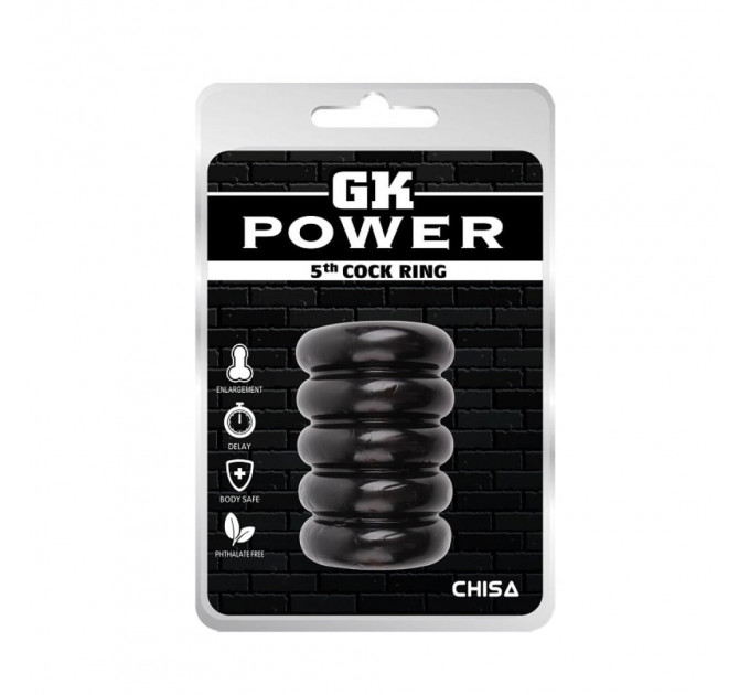 Эрекционное кольцо многоярусное Chisa GK Power, с рельефом, черный