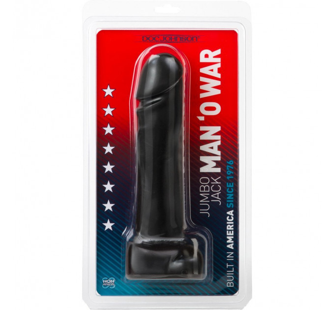 Фаллоимитатор черный Doc Johnson Jumbo Jack Man O war, 21х5 см