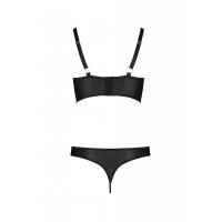 Комплект білизни Бра з відкритими грудьми та Трусики MALWIA BIKINI black S/M - Passion