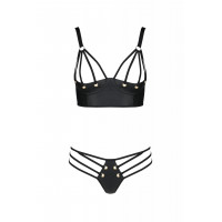 Комплект білизни Бра з відкритими грудьми та Трусики MALWIA BIKINI black S/M - Passion