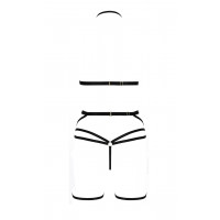 Комплект білизни зі стреп-стрічками та поясом для панчох MORGAN SET WITH OPEN BRA black S/M - Passion