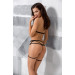 Комплект белья со стреп-лентами и поясом для чулок MORGAN SET WITH OPEN BRA black S/M - Passion