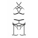 Комплект белья со стреп-лентами и поясом для чулок MORGAN SET WITH OPEN BRA black S/M - Passion