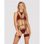Комплект кружевной с поясом для чулок Obsessive Sugestina 3-pcs set S/M
