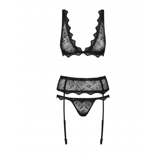 Комплект Obsessive Emperita set, три элемента, S/M черный