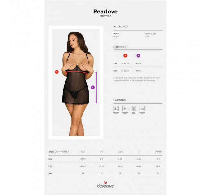 Пеньюар Obsessive Pearlove и стринги S/M