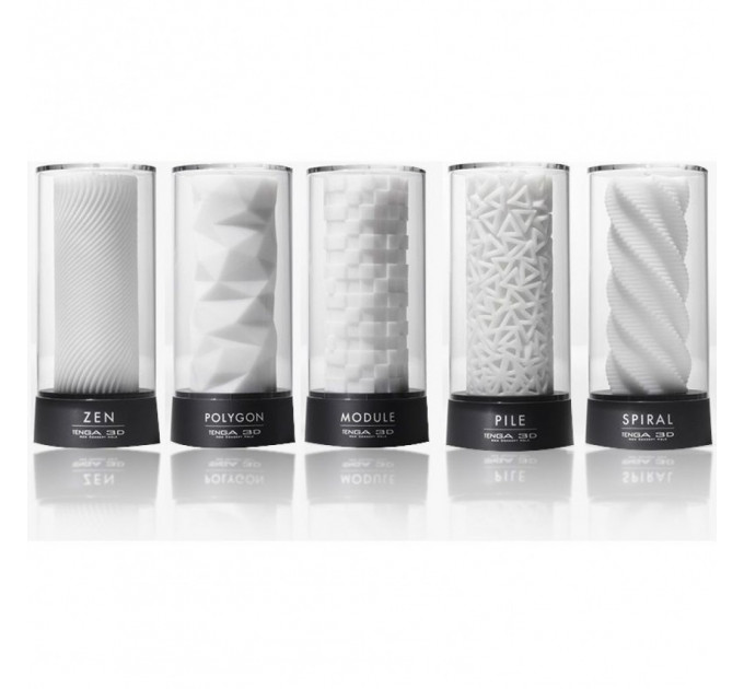 Мастурбатор хай-тек рельефный Zen 3D Tenga, белый, 15 х 7 см