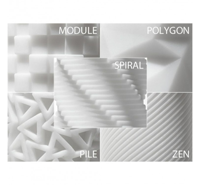 Мастурбатор хай-тек рельефный Zen 3D Tenga, белый, 15 х 7 см