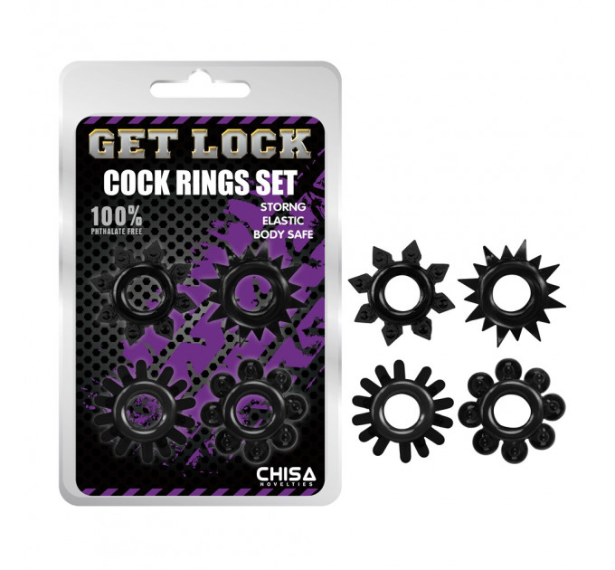 Набір ерекційних кілець Chisa Get Lock Cock Rings Set, чорний