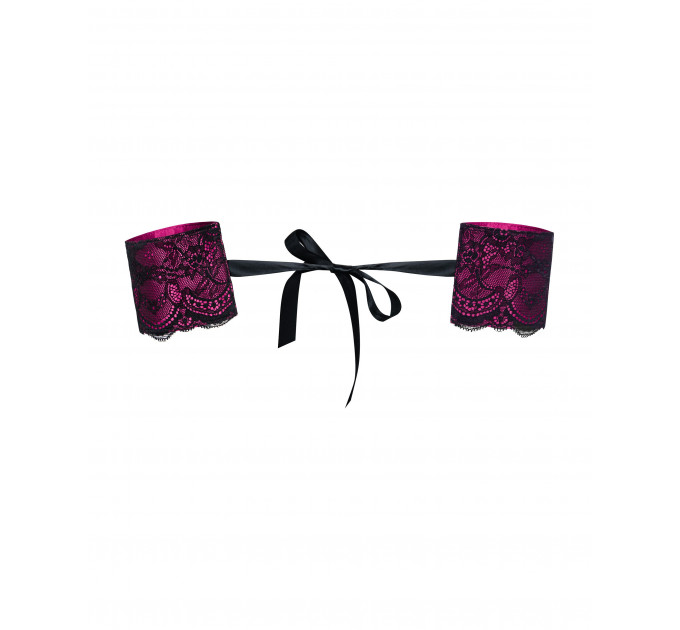 Наручники Obsessive Roseberry Guffs фуксия с черным кружевом