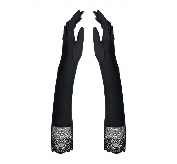 Перчатки черные до локтя Obsessive MIAMOR Gloves