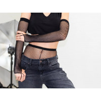 Перчатки в сеточку One Size Fishnet Arm Warmer Gloves от Leg Avenue, черные