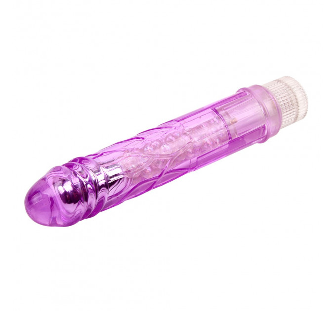 Прозрачный реалистичный вибратор Chisa Crystal Jellie на батарейках, фиолетовый