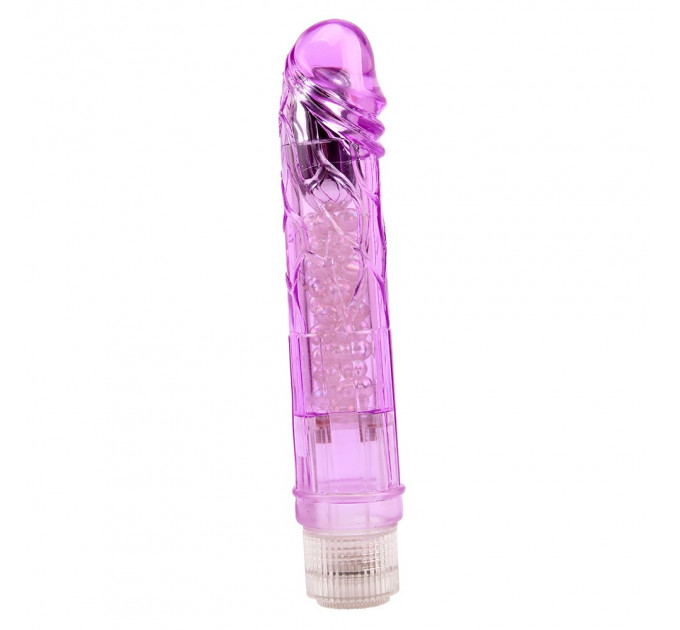 Прозрачный реалистичный вибратор Chisa Crystal Jellie на батарейках, фиолетовый