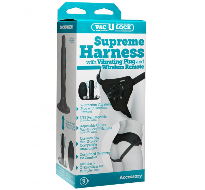 Трусики для страпону з вібруючим адаптером Vac-U-Loc Supreme Harness w Vibr. Plug