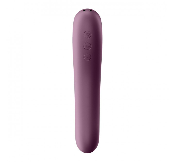 Вакуумный клиторальный стимулятор с вибрацией Satisfyer Dual Kiss wine red