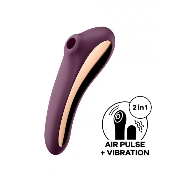 Вакуумный клиторальный стимулятор с вибрацией Satisfyer Dual Kiss wine red