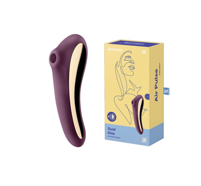 Вакуумный клиторальный стимулятор с вибрацией Satisfyer Dual Kiss wine red