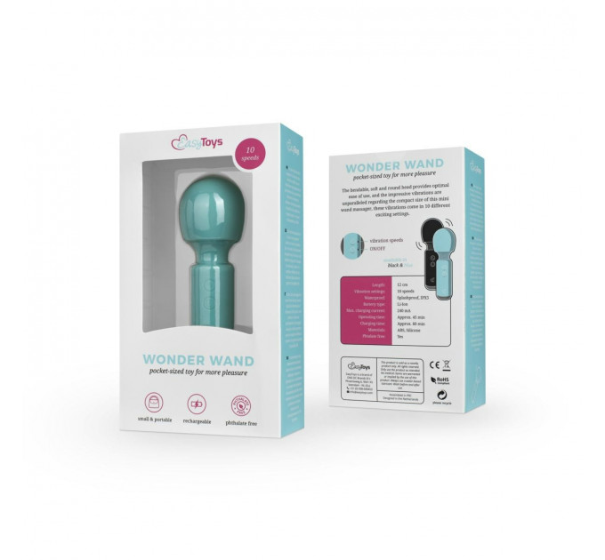 Вибратор для клитора EasyToys, силиконовый, бирюзовый, 12 х 4 см