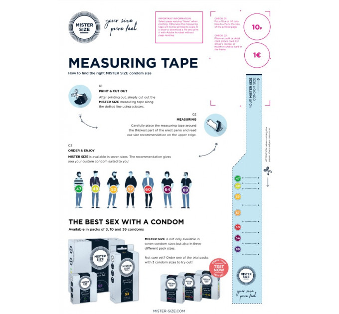 Стрічка вимірювальна для пеніса Mister Size Guide Dispenser