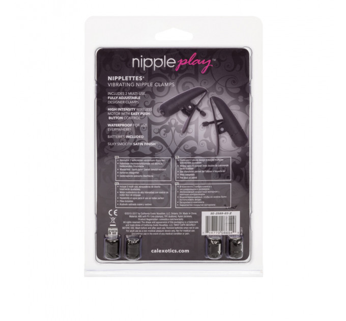 Зажимы на соски с вибрацией California Exotic Novelties, черные, 7 см
