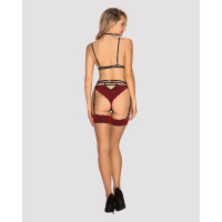 Комплект мереживний з поясом для панчох Obsessive Sugestina 3-pcs set L/XL