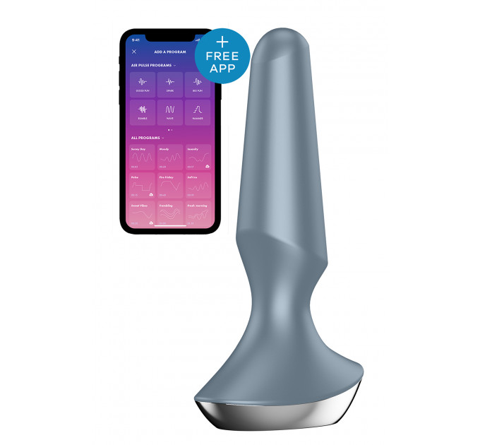 T360163 анальна пробка з функцією управління смартфоном SATISFYER PLUG-ILICIOUS 2 ICE BLUE, серый