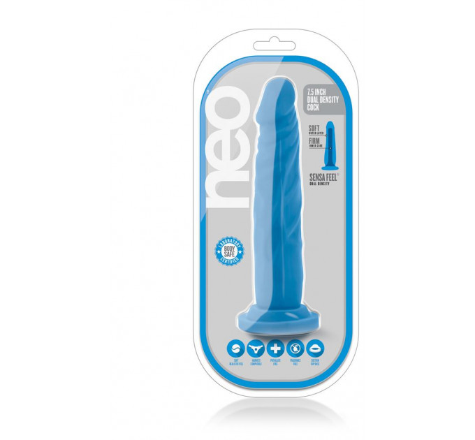 Фаллоимитатор NEO 7.5INCH DUAL DENSITY COCK NEON BLUE