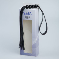 Батіг з силікону ручка 4 кульки FLOGGER BLACK