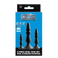 Набор анальных плагов MENZSTUFF 3-PIECE ANAL CONE SET BLACK