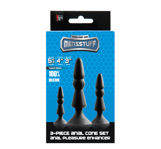Набор анальных плагов MENZSTUFF 3-PIECE ANAL CONE SET BLACK