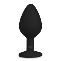 Анальна пробка із кристалом Easytoys, силіконова, чорна, 8.5 х 3.3 см.