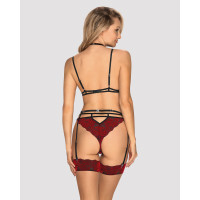 Комплект мереживний з поясом для панчох Obsessive Sugestina 3-pcs set L/XL