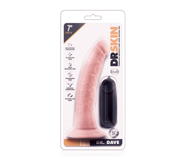 Вибратор Dr. Skin 7 Inch Realistic Vibrating Dildo with Suction Cup Vanilla