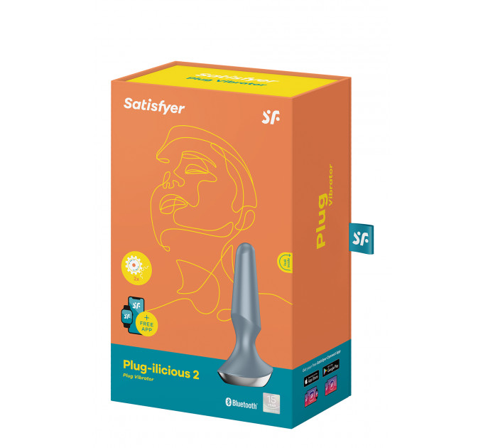 T360163 анальна пробка з функцією управління смартфоном SATISFYER PLUG-ILICIOUS 2 ICE BLUE, серый