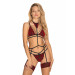 Комплект кружевной с поясом для чулок Obsessive Sugestina 3-pcs set L/XL