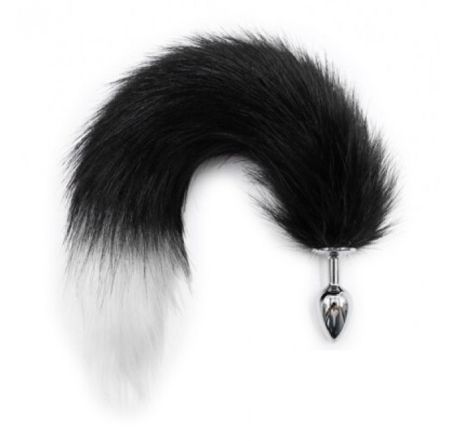 Анальна пробка S лисий хвіст DS Fetish Anal plug S faux fur fox tail Black/white polyeste