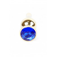 Анальна пробка з нержавіючої сталі з каменем Plug-Jewellery Gold BUTT PLUG-Dark Blue