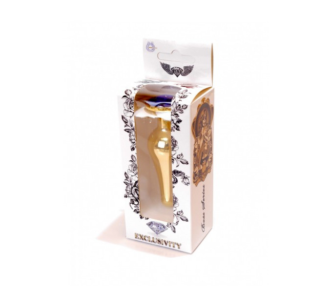 Анальна пробка з нержавіючої сталі з каменем Plug-Jewellery Gold BUTT PLUG-Dark Blue
