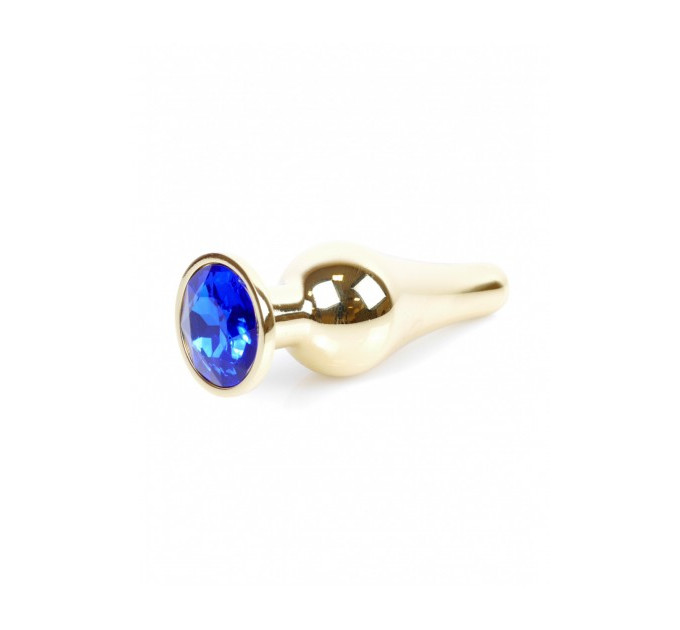 Анальна пробка з нержавіючої сталі з каменем Plug-Jewellery Gold BUTT PLUG-Dark Blue
