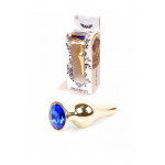 Анальна пробка з нержавіючої сталі з каменем Plug-Jewellery Gold BUTT PLUG-Dark Blue