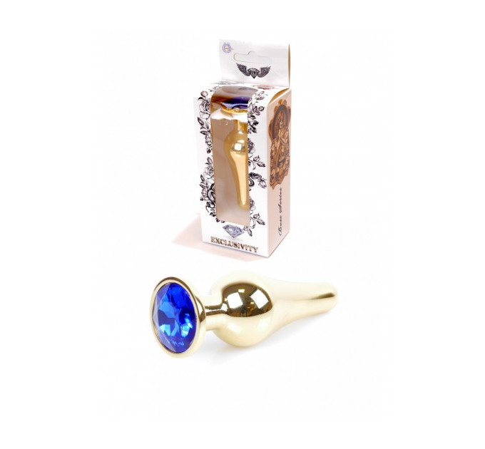 Анальна пробка з нержавіючої сталі з каменем Plug-Jewellery Gold BUTT PLUG-Dark Blue