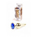 Анальна пробка з нержавіючої сталі з каменем Plug-Jewellery Gold BUTT PLUG-Dark Blue