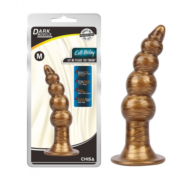 Анальная пробка елочка Chisa Dark Muscle Cdt Bisley Gold на присоске