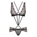 Боди кружевное Obsessive 873-SEA-1 с узорами, черный, S/M