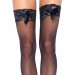 Чулки с кружевом и бантом Leg Avenue One Size Bunny Sheer Thigh High, черные